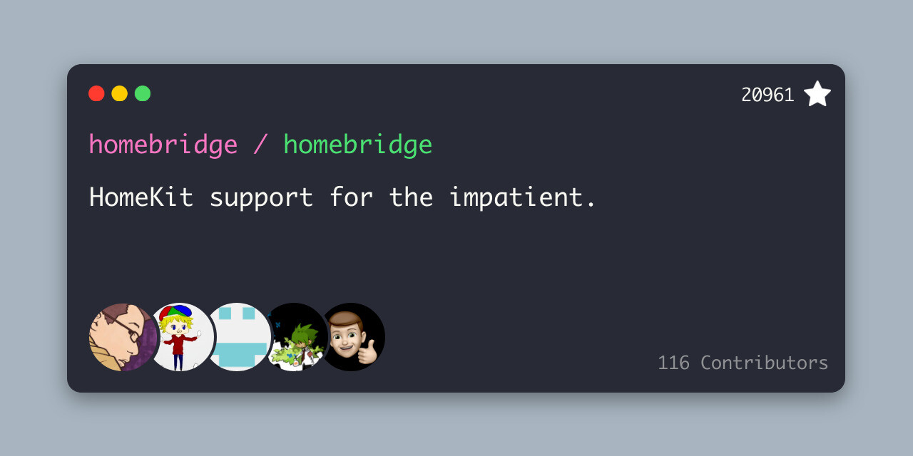 [homebridge/homebridge](https://github.com/homebridge/homebridge)